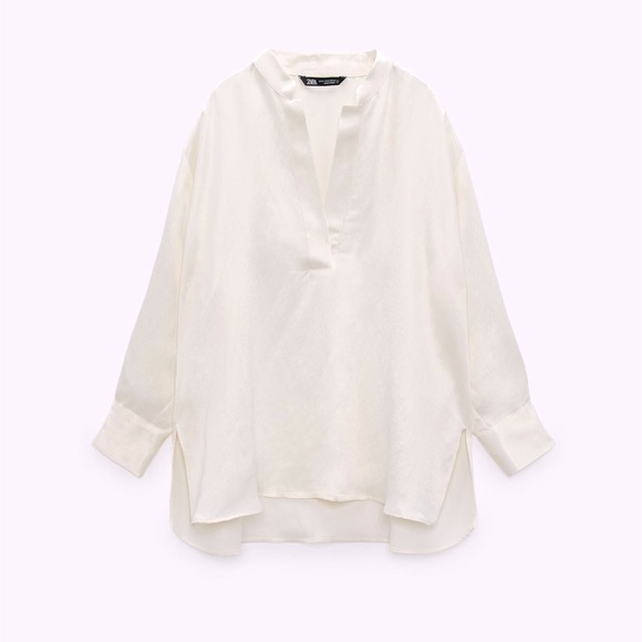 Zara cream Satin Effect Long Tunic Size L - Picture 1 of 2